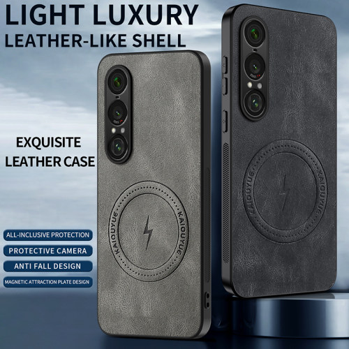 适用索尼Xperia 1 VII手机壳复古纳帕纹磁吸防摔男女款5 III/5 IV简约商务个性创意防摔男女款保护套潮