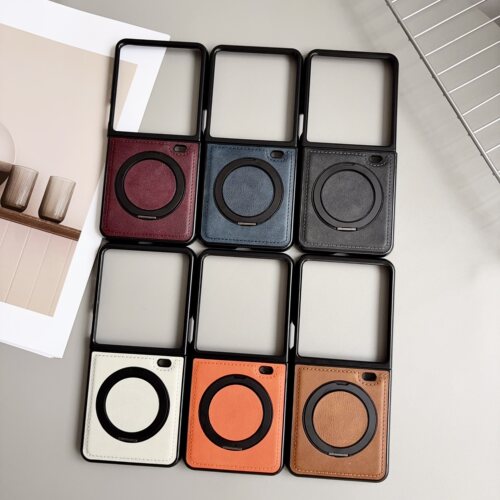 适用努比亚Nubia Flip3折叠手机壳复古皮纹旋转支架简约商务个性创意防摔保护套男女款潮