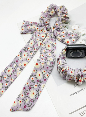 清新紫色碎花发圈表带套装 Apple Watch手表带苹果替换大肠腕带