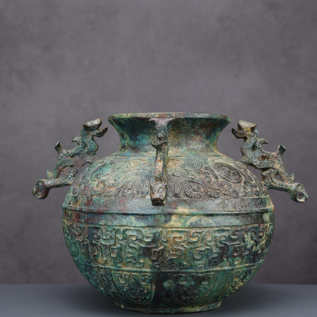 山西仿古青铜器摆件西周四龙罍酒具博物馆文化展览收藏艺术品摆件