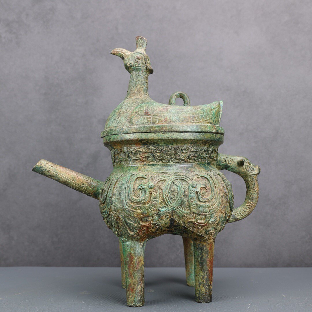 西周中期凤鸟盉青铜酒器单留口盉铜祥德青铜器博物馆古玩收藏