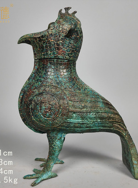 商代青铜鸮尊鸟形青铜摆件古代青铜工艺铜祥德博物馆制作古玩收藏