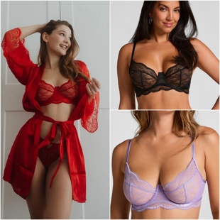 Hkm荷兰正品外贸原单 聚拢性感纯欲蕾丝内衣女上托薄大胸显小文胸