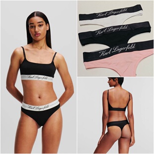 卡尔KA外贸奢品 字母logo高弹薄款纯棉舒适丁字裤无痕运动内裤女