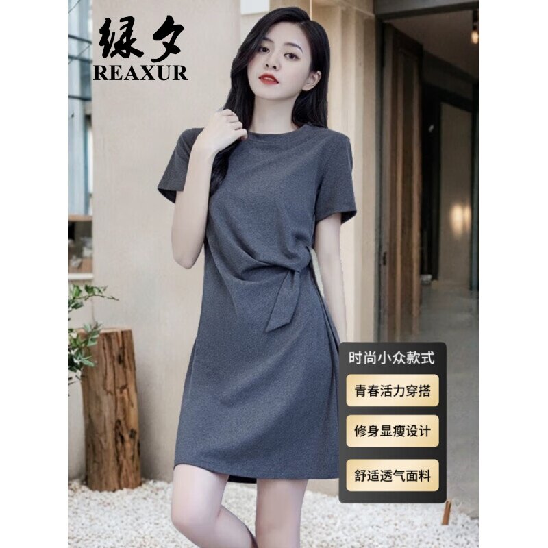 绿夕小个子连衣裙夏季t恤裙子夏天女装2025新款休闲时尚收腰显瘦