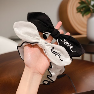 甜美洗脸专用束发带女化妆敷面膜刺绣头箍蝴蝶结发带春夏防滑发箍