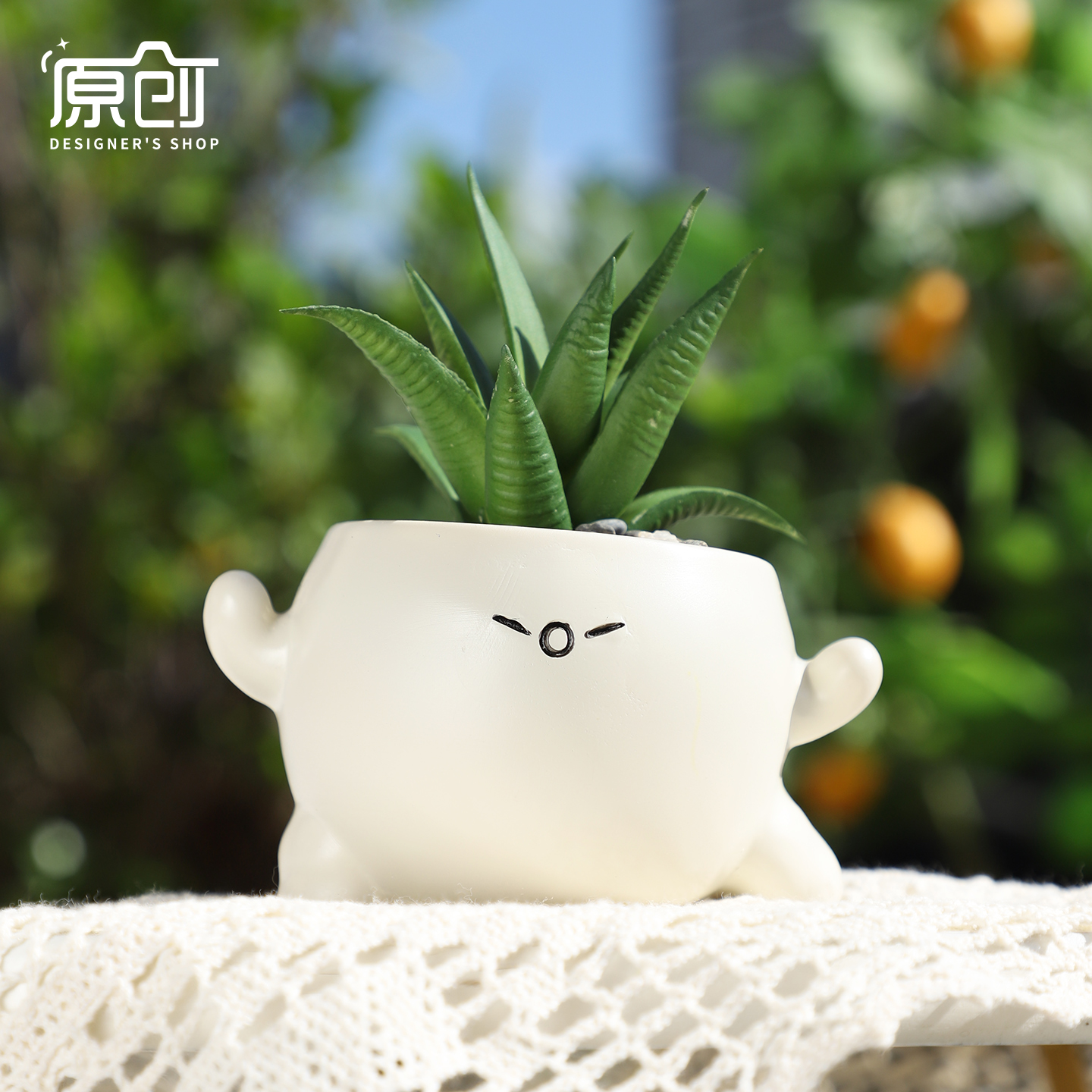 情绪稳定小花盆可爱表情卡通笑脸创意造型桌面迷你小盆栽多肉花盆