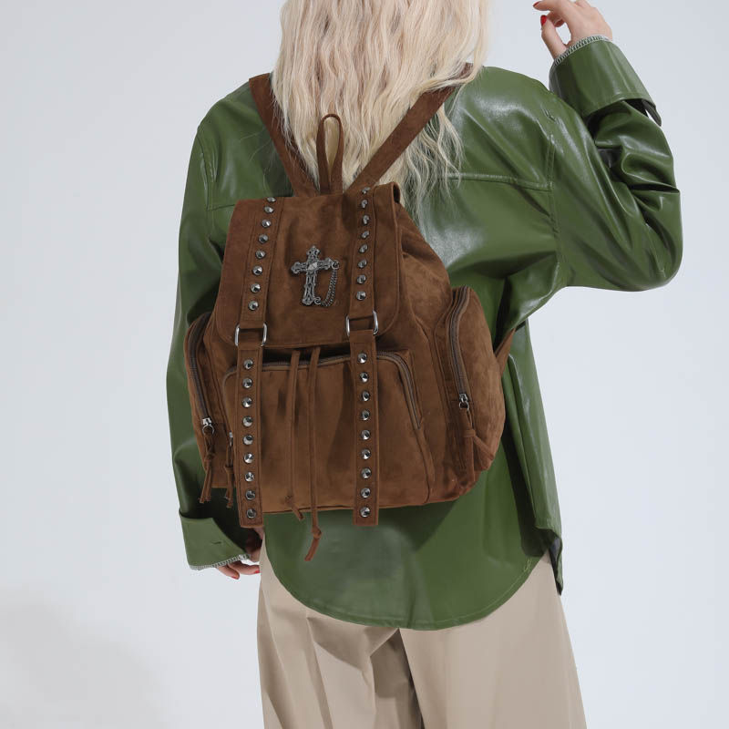 十字架暗黑秋冬双肩包女2025新款y2k辣妹风通勤包学生党上课书包