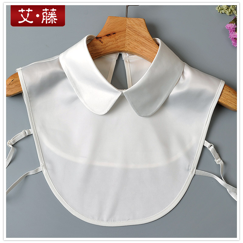 假衣领缎面子女百搭衬衫娃娃