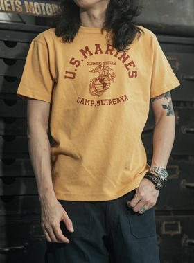 NON STOCK美式复古USMC海军陆战队机车T恤纯棉圆领重磅短袖TEE男