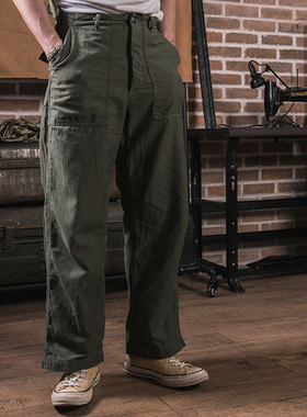 NON STOCK美式复古OG107宽松直筒工装长裤中高腰裤面包裤男