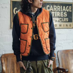 马甲 STOCK复古防泼水网格尼龙绗棉内胆保暖背心工装 2025春 NON