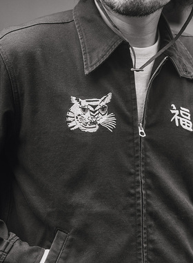 秋冬新品NON STOCK美式复古军事刺绣纪念夹克 横须贺男士翻领外套