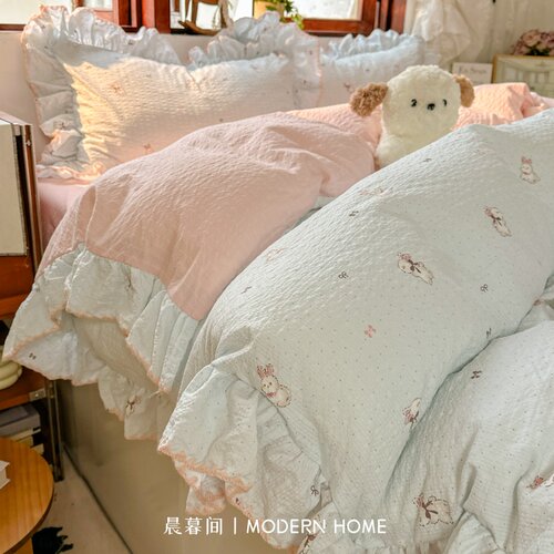 三角针花边款软软糯糯床上四件套