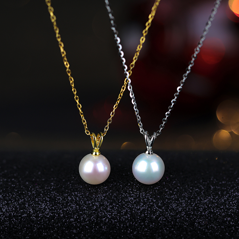 纯银淡水珍珠正圆无暇兔耳朵款