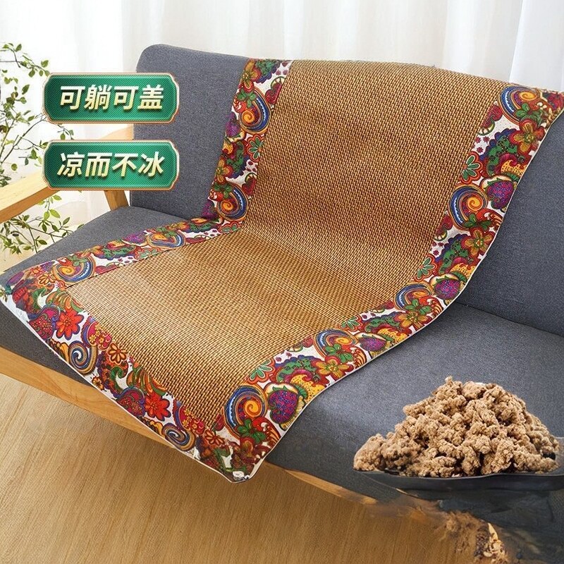 艾草藤席艾绒凉席陈年艾绒席毯夏天凉席双面家用亚麻坐垫夏季床垫