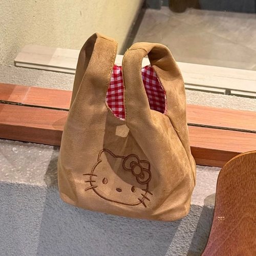秋冬新款麂皮绒通勤kitty手提包