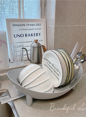 沥水碗盘架碗碟收纳架水槽置物架餐具家用厨房台面碗筷滤水收纳盒