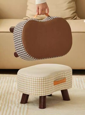 家用客厅茶几门口换鞋凳小凳子小板凳实木软包小矮凳简约耐用矮凳