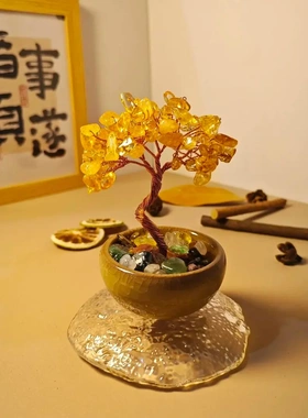 一棵石头树网红手工发财树摆件