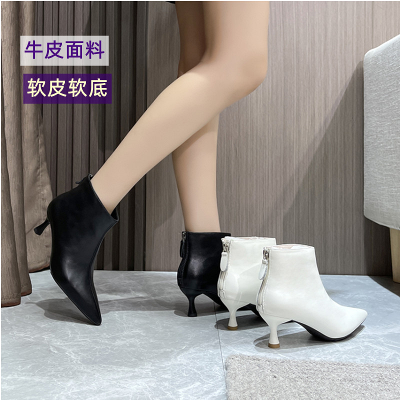 艾希寒冰工装靴细跟牛皮时装靴