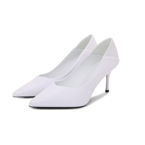 22韩版百小清新白色高跟鞋职业