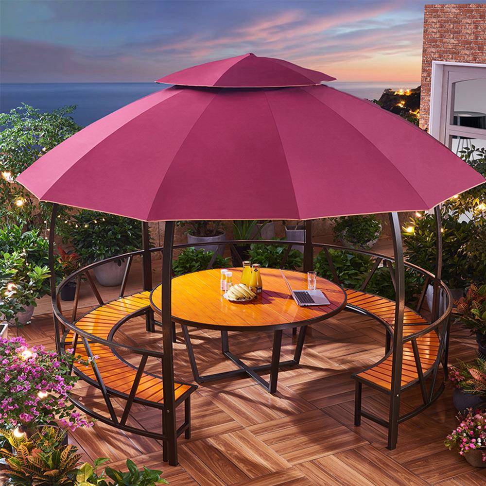 户外凉亭遮雨亭庭院室外遮阳棚花园露台圆形休闲亭茶水亭简易房屋