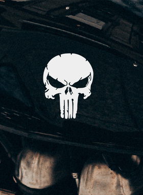 个性反光车贴惩罚者漫威超级英雄骷髅头电动摩托车防水头盔贴纸