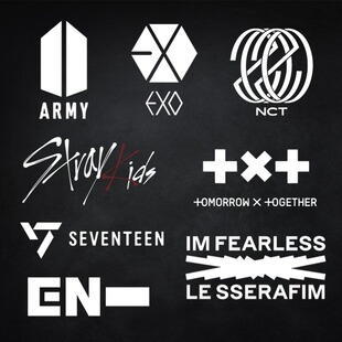 韩国男团车贴 BTS Seventeen EXO NCT梦 LESSERAFIM TXT 汽车贴纸