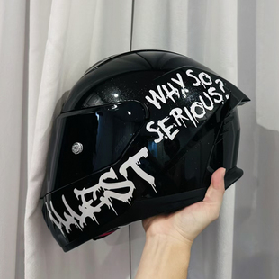 WHY SO SERIOUS小丑头盔装饰贴纸JOKER电动车摩托车汽车反光车贴
