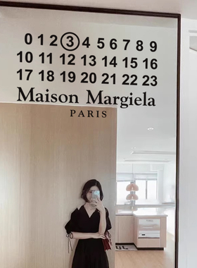 ins风贴纸镜子装饰衣柜潮牌马吉拉女装店黑色数字英文字母墙贴画