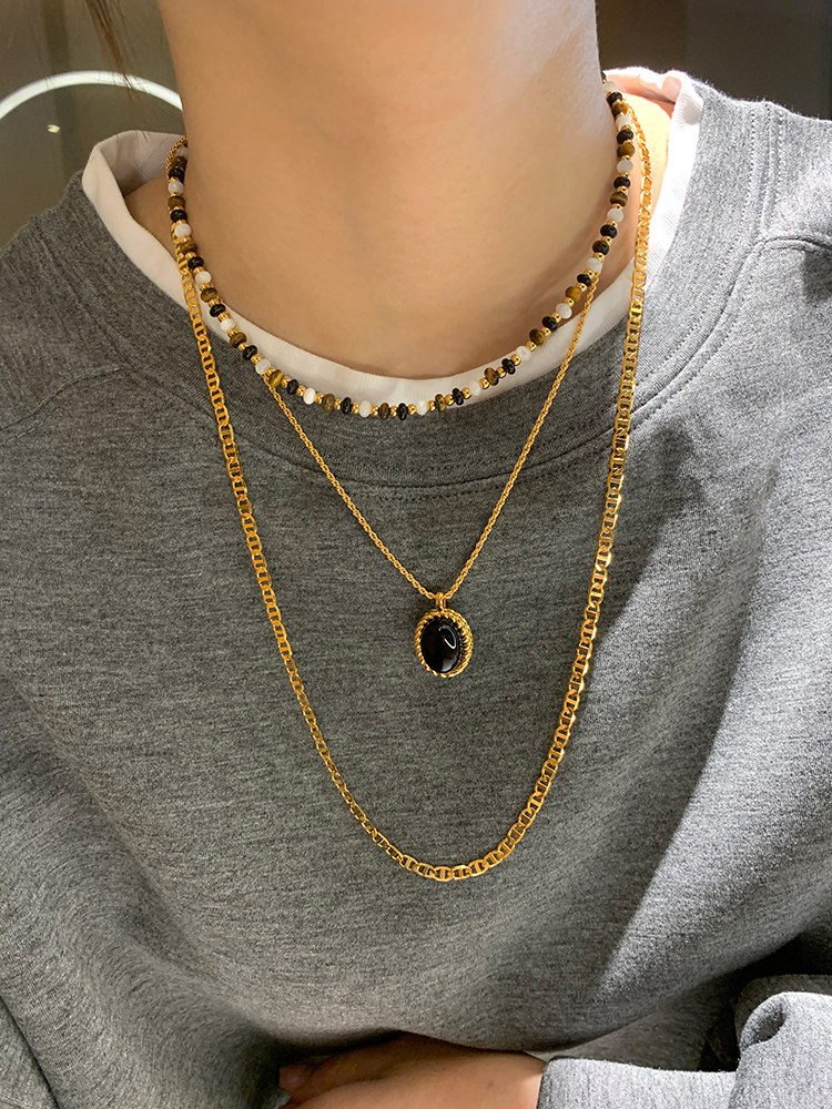 유럽과 미국의 복고풍 별과 달 금 케이크 펜던트 금화 목걸이 여성 액세서리 스웨터 체인 라이트 럭셔리 2024 새로운 하이 엔드 감각