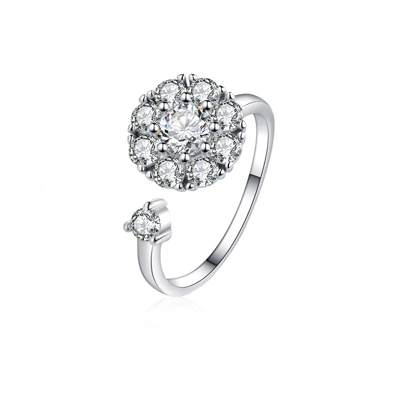 S VIBRATO ROTATING RING FEMALE NET RED TIDE SIMPLE FASHION PERSONALITY OPENING INDEX FINGER DIAMOND RING COMES TO WORK