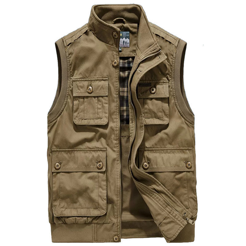 纯棉男坎肩多口袋外套马夹马甲