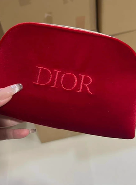 新款！Dior迪奥化妆包红色丝绒贝壳高级感拉满，晚宴包，手拿包