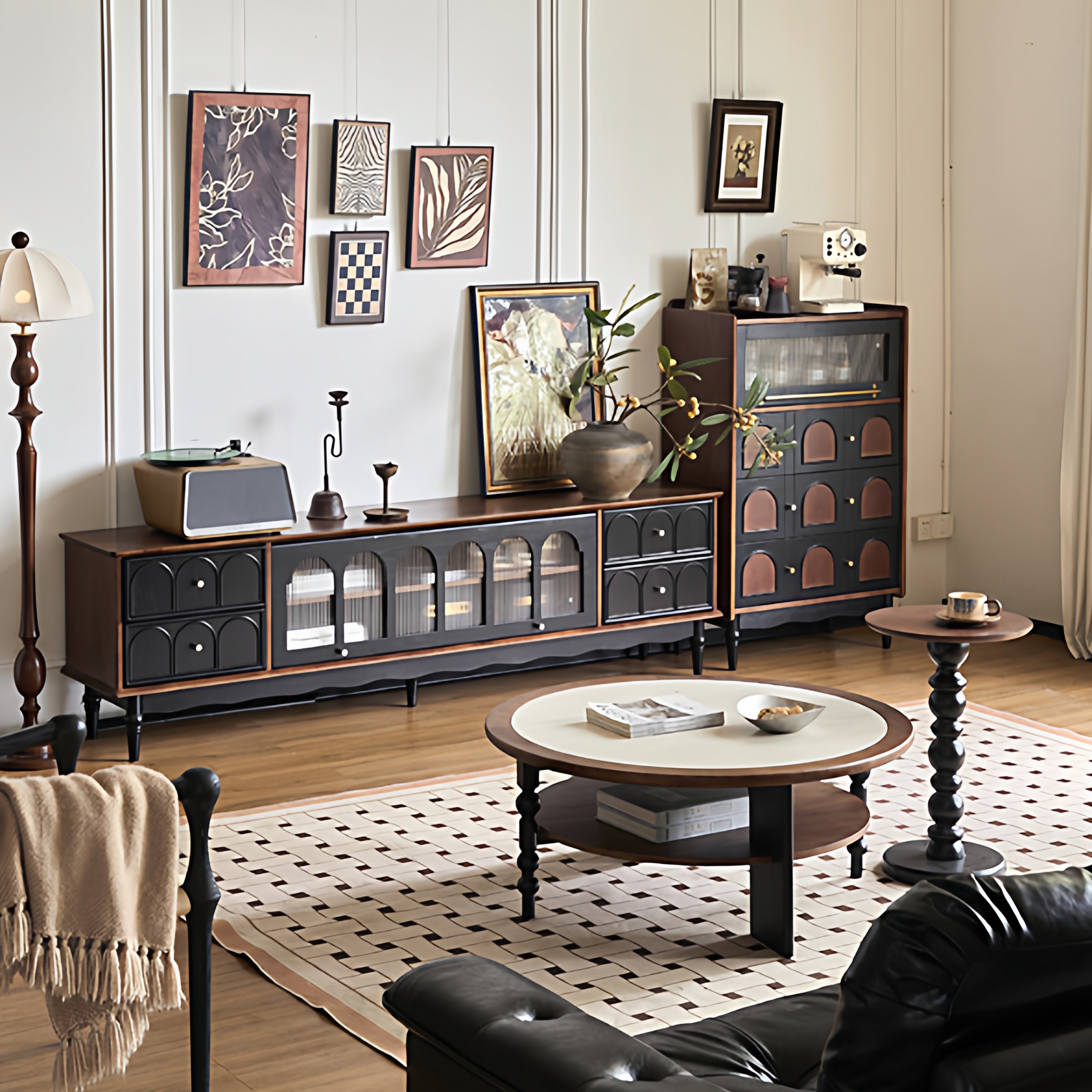 法式实木电视机柜小户型客厅家用落地储物柜中古风收纳抽屉置物柜,住宅家具,电视柜,淘宝优惠券,粉丝福利购,淘宝优惠卷