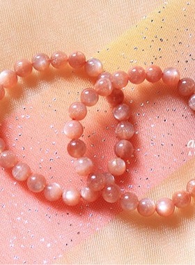 「黄昏晓」原创孤品手作天然超闪超多砂太阳石手链手串单圈女