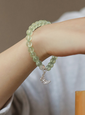 「绿野仙踪」唯美葡萄石手链女款小清新S925银天然水晶手串仙女