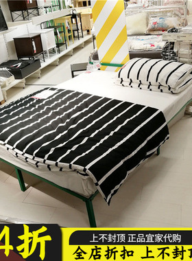 宜家格里姆斯布床架双人床架绿色白色150*200鲁瑞国内代购