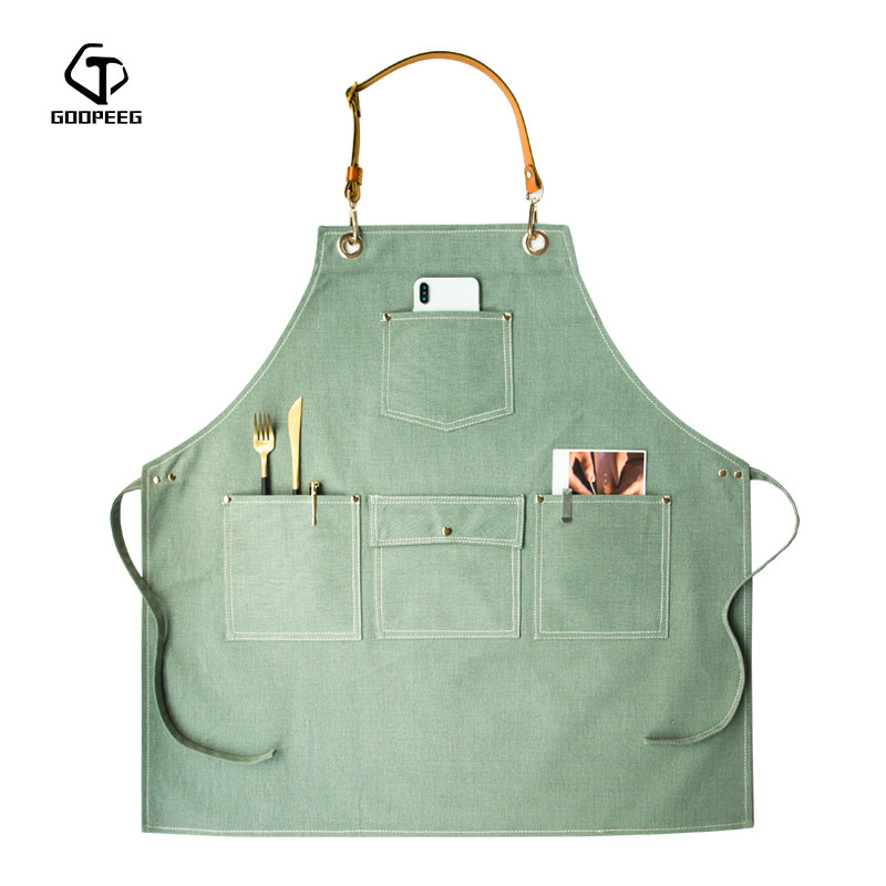 理发师中餐厅同款围裙牛仔花艺