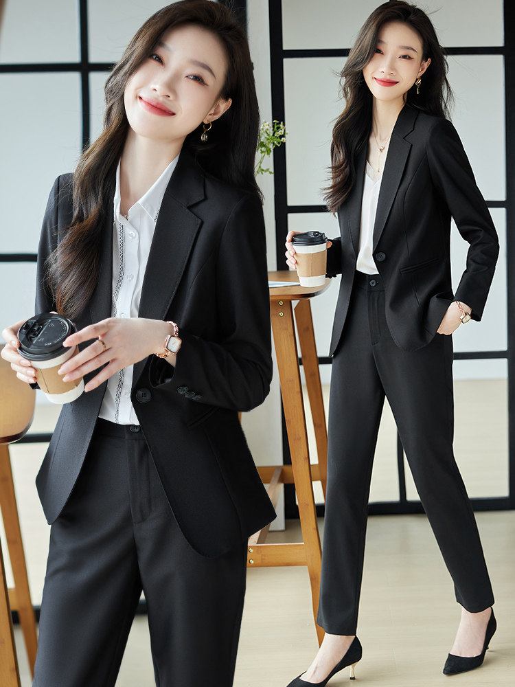 黑色西装外套女春秋职业气质面试正装西服套装酒店经理工作服工装