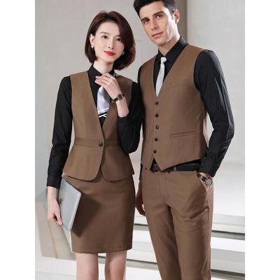 商务白领高端银行西装坎肩背心马夹经理灰色西服马甲两件套装男女