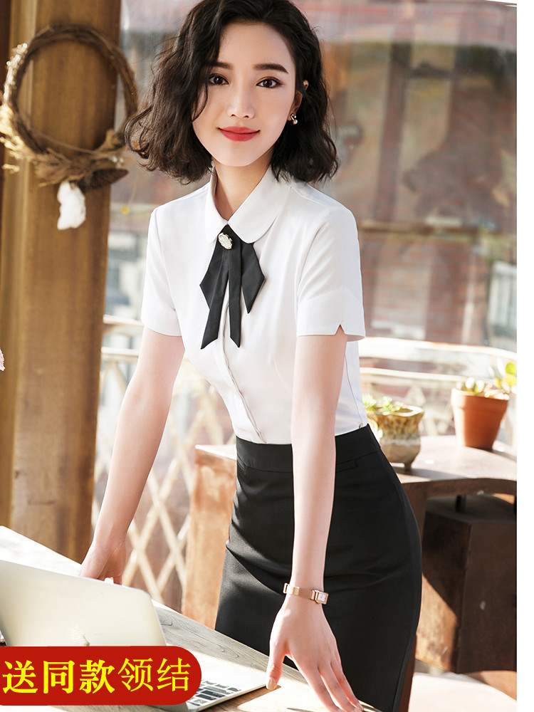 职业套装女夏季短袖衬衫教师园服工装面试正装衬衣酒店前台工作服