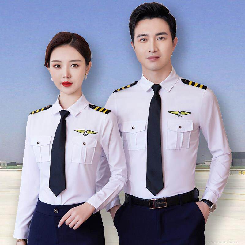 白衬衫空姐制服女2025春秋新款空少飞行员工作服乐队打鼓演出服装