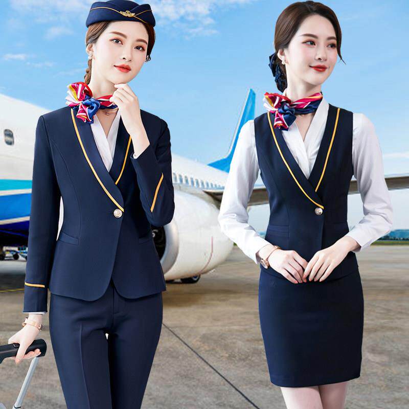 空姐职业套装高铁城轨制服空乘酒店前台客服接待美容师夏工作服女