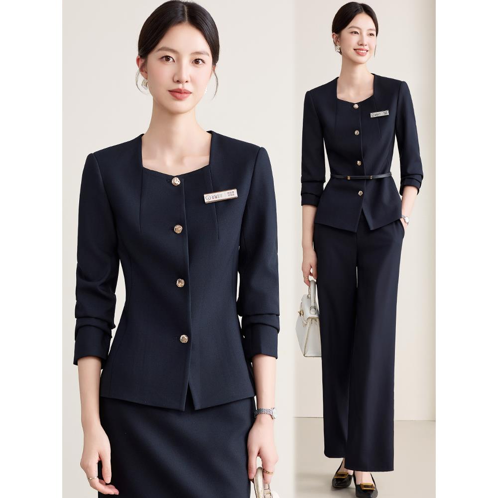 前台接待职业装套装女西装2025新款春秋气质案场客服珠宝店工作服