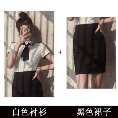 职业装连衣裙夏季黑色短袖