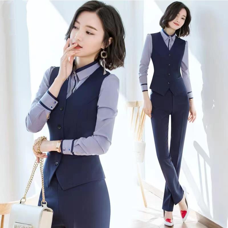 职业马甲西装套装女秋冬季时尚气质酒店前台工装餐厅服务员工作服