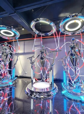 LED发光科幻机器人落地摆件