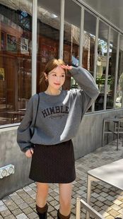 2025春秋新款时尚套装女带挂包韩系字母卫衣+波点半身裙三件套潮